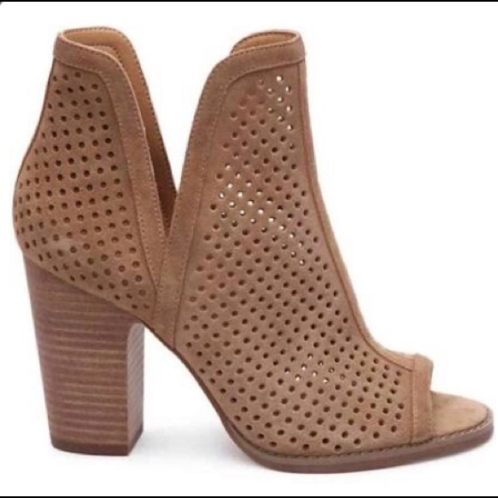 Lucky Brand Suede Tan Peep Toe Bootie